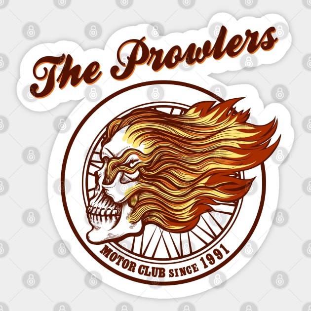 Skull in flames Biker club Emblem Sticker by devaleta